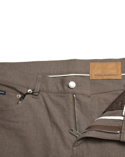 Dolce & Gabbana Brown Cotton Stretch Skinny Men Pants