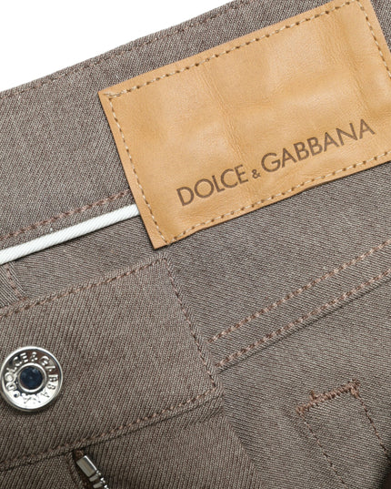 Dolce & Gabbana Brown Cotton Stretch Skinny Men Pants