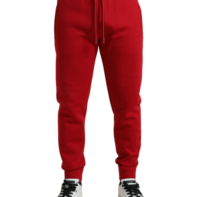 Dolce & Gabbana Red Cotton Blend Skinny Jogger Pants