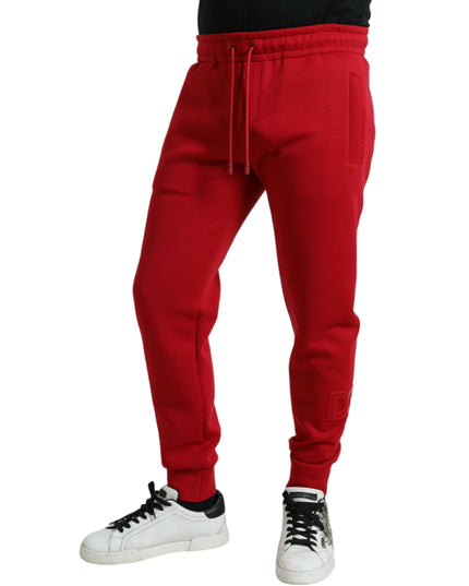 Dolce & Gabbana Red Cotton Blend Skinny Jogger Pants
