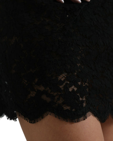 Dolce & Gabbana Black Bodycon Lace Cotton Sheath Mini Dress