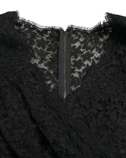 Dolce & Gabbana Black Bodycon Lace Cotton Sheath Mini Dress