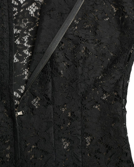 Dolce & Gabbana Black Floral Lace Cotton A-line Mini Dress