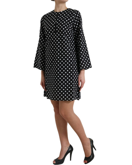 Dolce & Gabbana Black White Polka Dot Nylon Shift Mini Dress