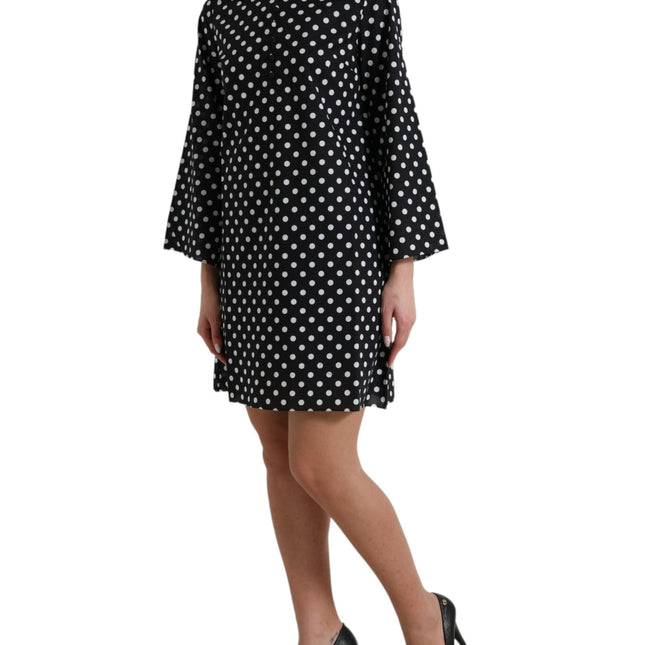 Dolce & Gabbana Black White Polka Dot Nylon Shift Mini Dress
