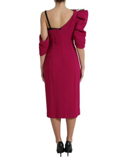 Dolce & Gabbana Purple Flower Embellished One Shoulder Dress