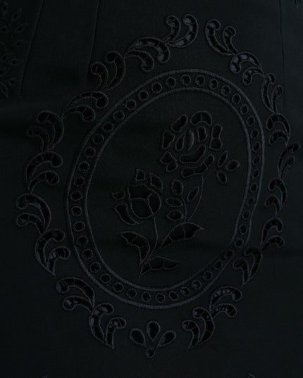 Dolce & Gabbana Black Floral Lace Viscose Bodycon Midi Dress