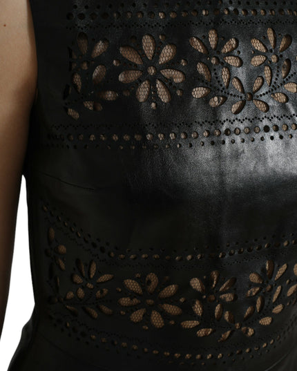 Valentino Shiny Black Nylon Cut Out A-line Mini Dress