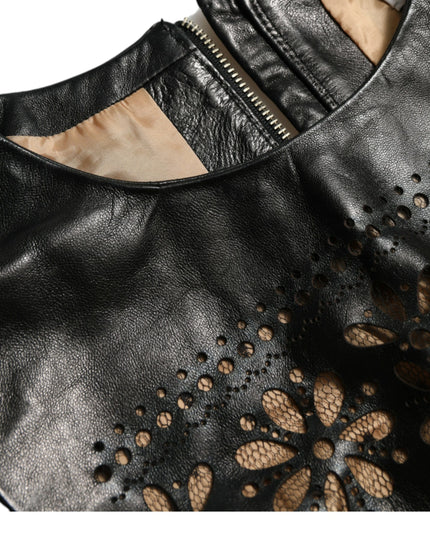 Valentino Shiny Black Nylon Cut Out A-line Mini Dress