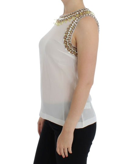 Dolce & Gabbana White crystal embellished tank top