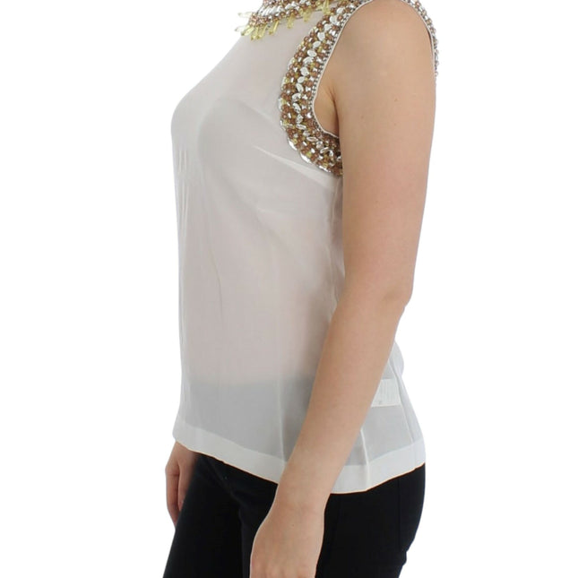 Dolce & Gabbana White crystal embellished tank top