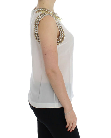 Dolce & Gabbana White crystal embellished tank top
