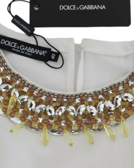 Dolce & Gabbana White crystal embellished tank top
