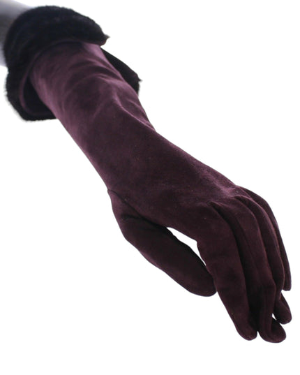 Dolce & Gabbana Purple Mink Fur Goatskin Suede Leather Gloves