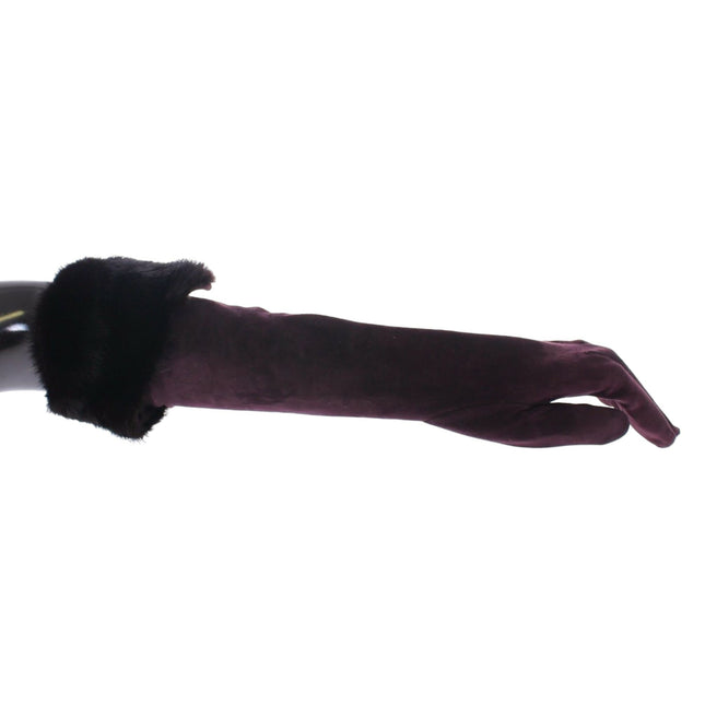 Dolce & Gabbana Purple Mink Fur Goatskin Suede Leather Gloves