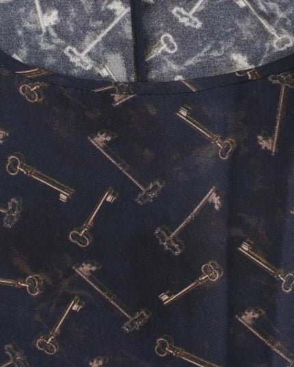 Dolce & Gabbana Blue gold key print silk blouse