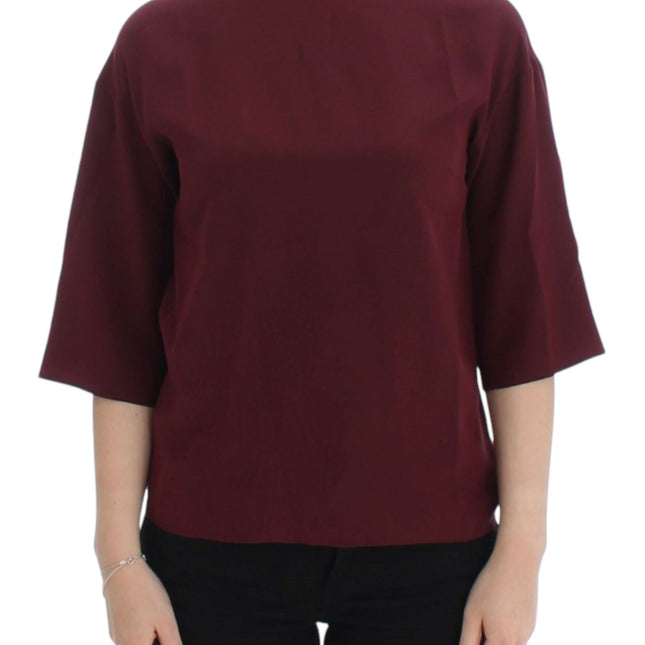 Dolce & Gabbana Red 3/4 sleeve silk blouse