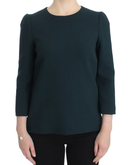 Dolce & Gabbana Green 3/4 sleeve wool blouse