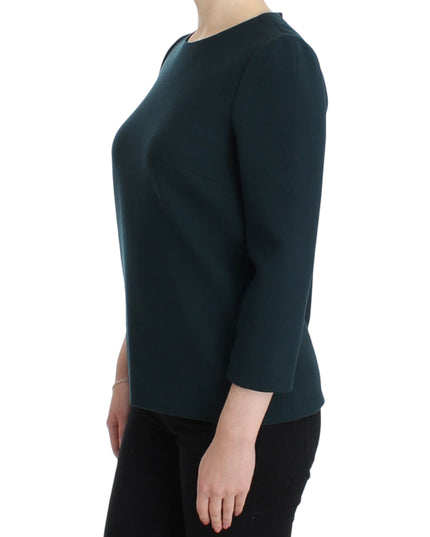 Dolce & Gabbana Green 3/4 sleeve wool blouse