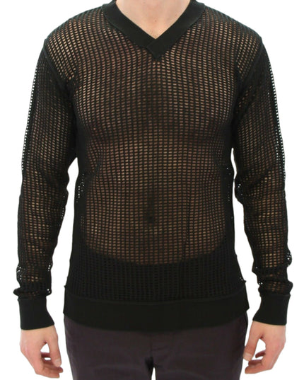 Dolce & Gabbana Dark Green Runway Netz Pullover Netted Sweater