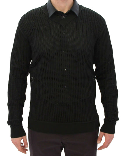 Dolce & Gabbana Dark Green Runway Netz Pullover Netted Sweater