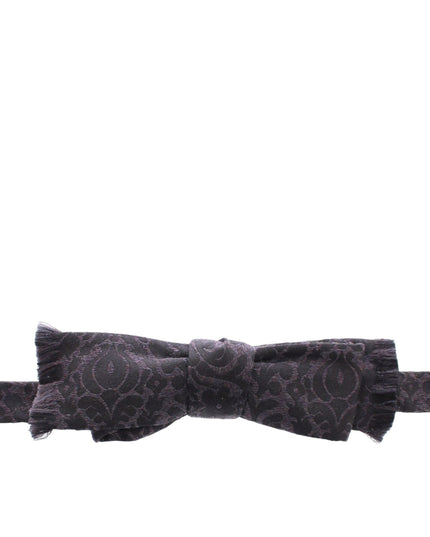 Dolce & Gabbana Gray Black Wool Bow Tie