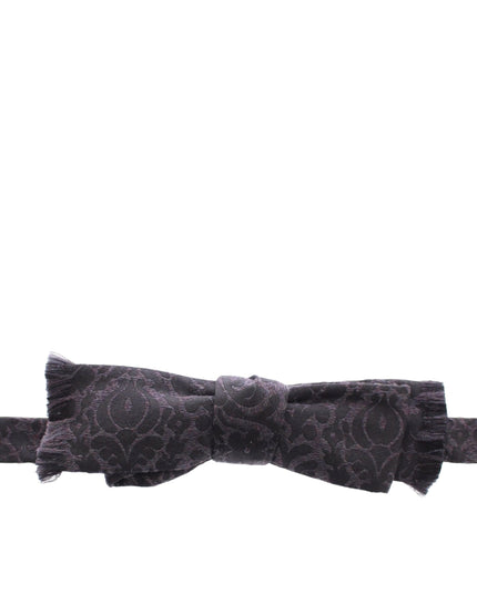 Dolce & Gabbana Gray Black Wool Bow Tie