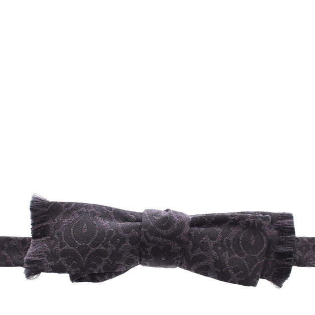 Dolce & Gabbana Gray Black Wool Bow Tie