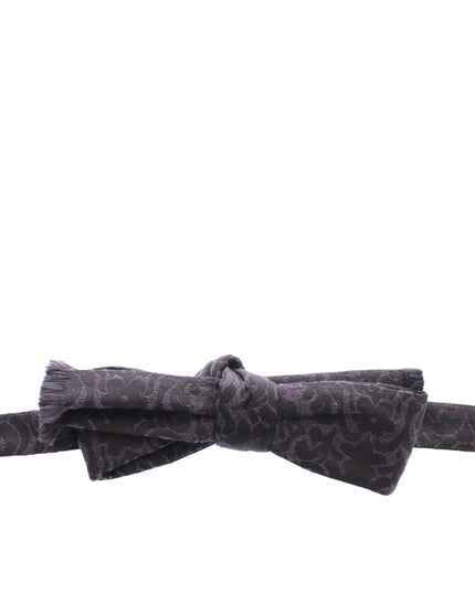 Dolce & Gabbana Gray Black Wool Bow Tie