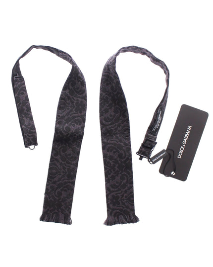 Dolce & Gabbana Gray Black Wool Bow Tie