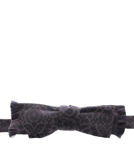 Dolce & Gabbana Gray Black Wool Silk Bow Tie