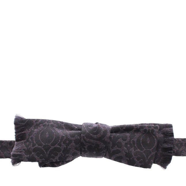Dolce & Gabbana Gray Black Wool Silk Bow Tie