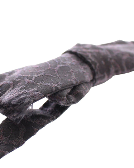 Dolce & Gabbana Gray Black Wool Silk Bow Tie