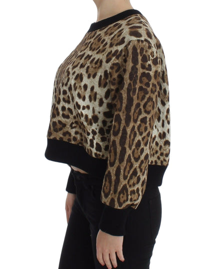 Dolce & Gabbana Leopard Print Crewneck Short Sweater