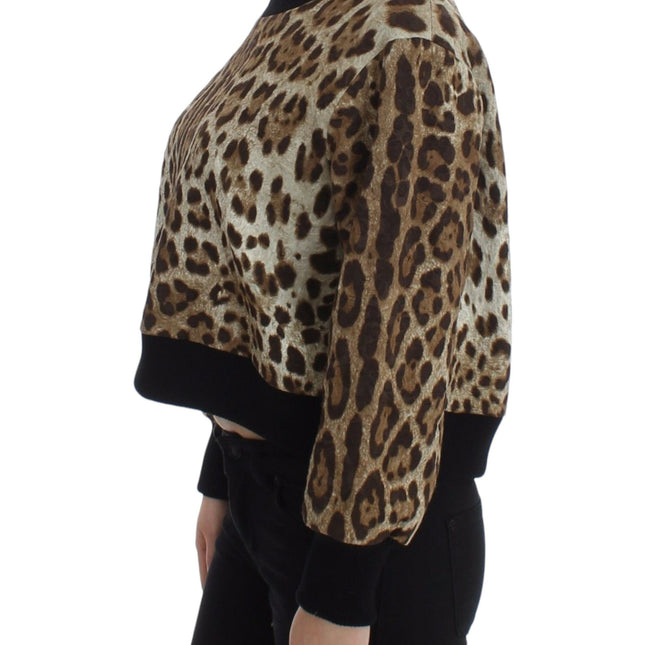 Dolce & Gabbana Leopard Print Crewneck Short Sweater