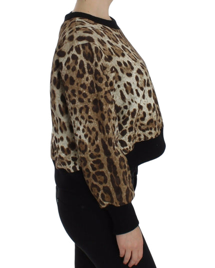 Dolce & Gabbana Leopard Print Crewneck Short Sweater