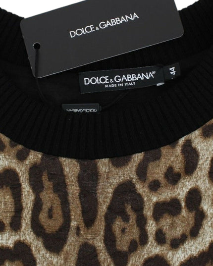 Dolce & Gabbana Leopard Print Crewneck Short Sweater