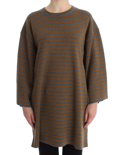 Dolce & Gabbana Oversized Gray Yellow Striped Sweater Top