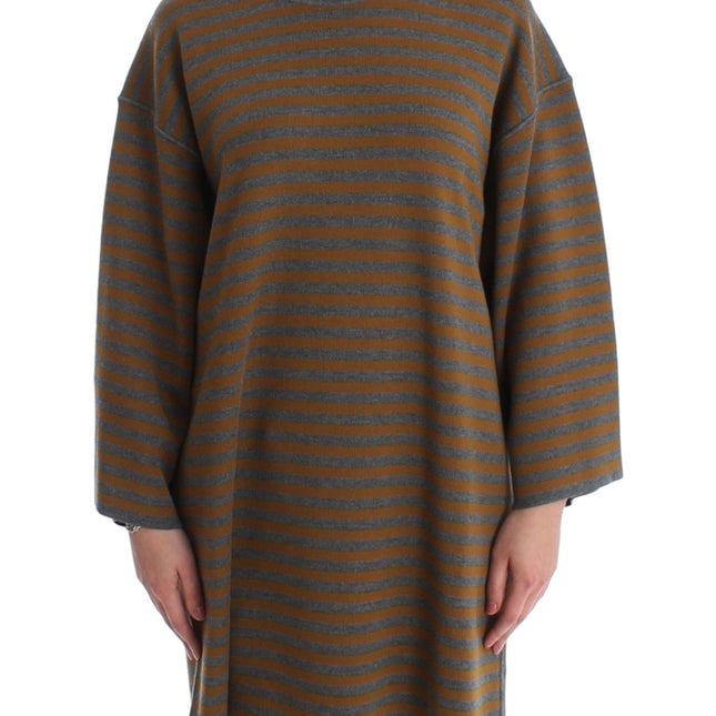 Dolce & Gabbana Oversized Gray Yellow Striped Sweater Top