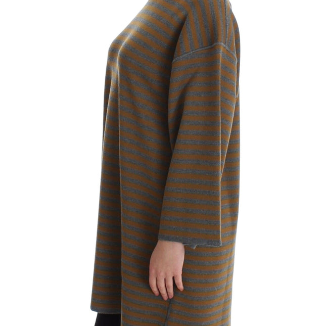 Dolce & Gabbana Oversized Gray Yellow Striped Sweater Top