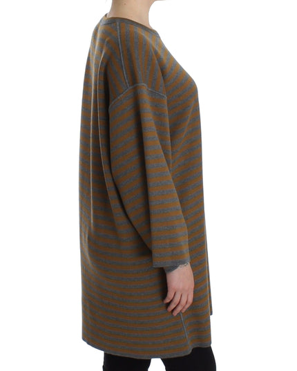 Dolce & Gabbana Oversized Gray Yellow Striped Sweater Top