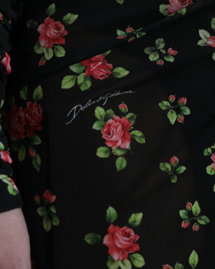 Dolce & Gabbana Black Floral Cut Out Sheath Long Maxi Dress