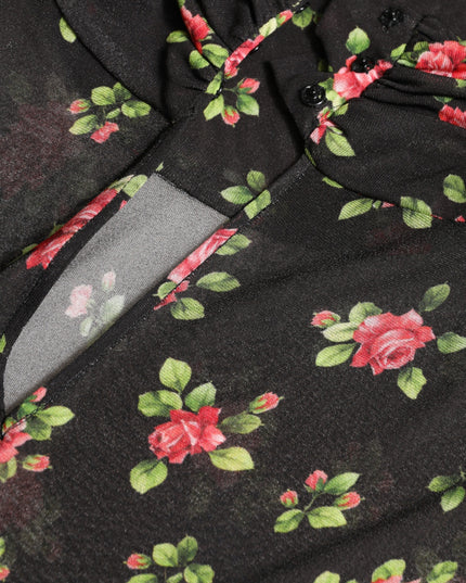 Dolce & Gabbana Black Floral Cut Out Sheath Long Maxi Dress