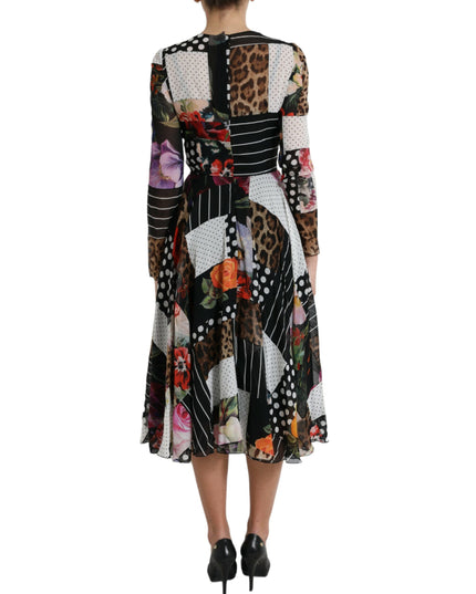 Dolce & Gabbana Multicolor Patchwork Floral Leopard Dress