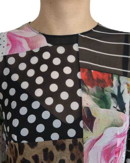 Dolce & Gabbana Multicolor Patchwork Floral Leopard Dress