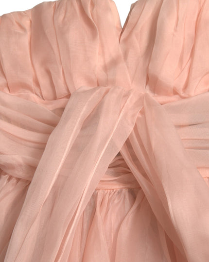 Dolce & Gabbana Pink Silk Chiffon Halter A-line Pleated Midi Dress