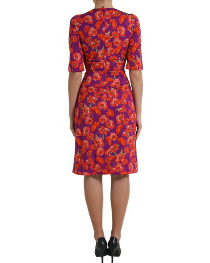 Dolce & Gabbana Multicolor Floral Poppy Print Sheath Dress