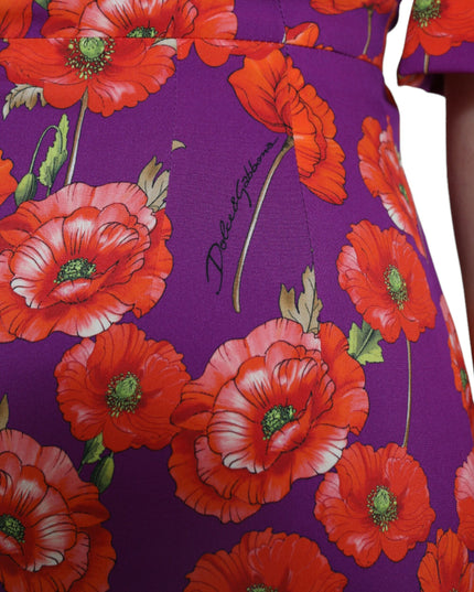 Dolce & Gabbana Multicolor Floral Poppy Print Sheath Dress