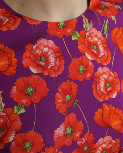 Dolce & Gabbana Multicolor Floral Poppy Print Sheath Dress