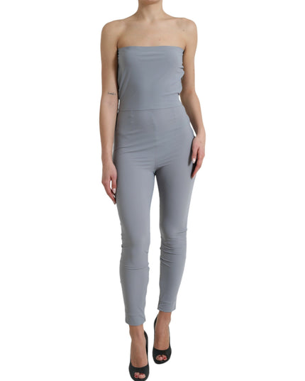 Dolce & Gabbana Gray Nylon Strapless Bodycon Jumpsuit Dress